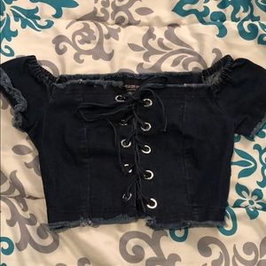 denim crop top